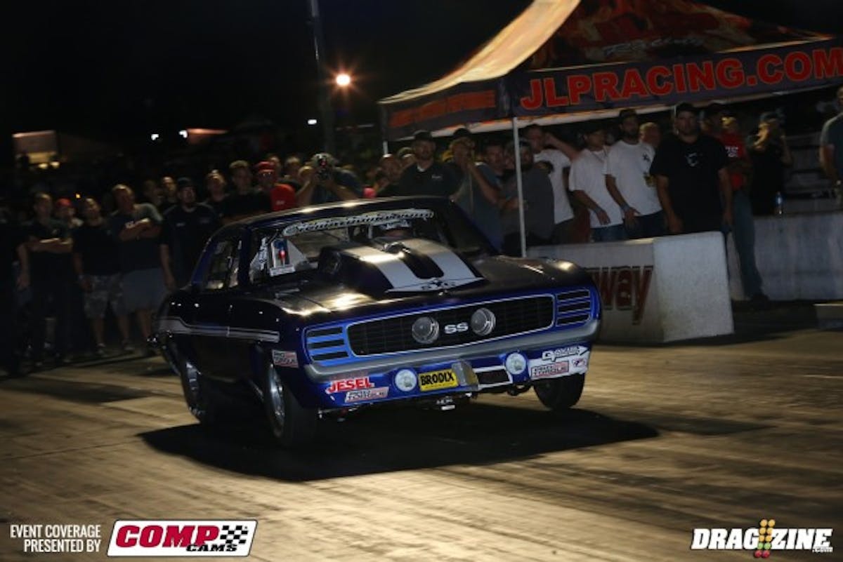 John Fisher is rocking it this weekend in Outlaw Big Tire. A 4.34 during qualifying put him right at the top of the ladder; more importantly, he's got 7 mph over the next closest competitor. 540 cubic inches of Andy Jensen twin-turbo big-block power is under the hood.