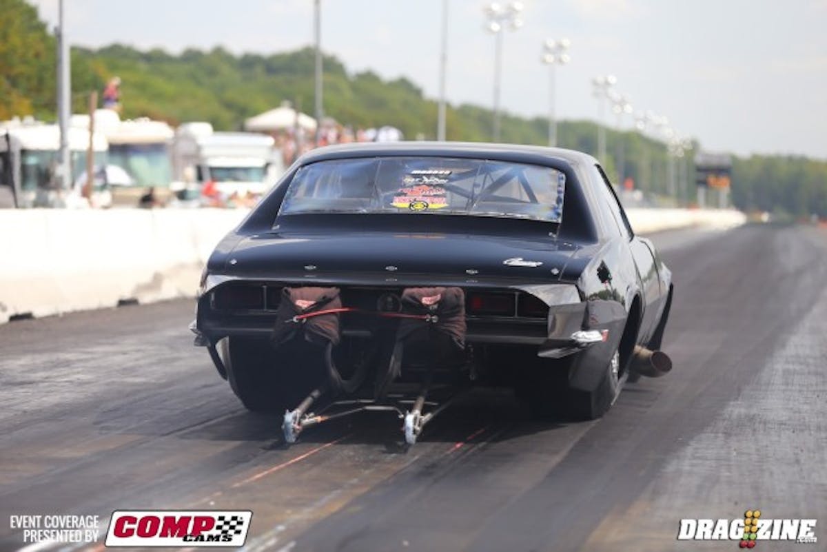 Toronto's Jerry Mitrovic runs 903 cubic inches of nitrous-injected Popeye fury under the hood and has nearly 10mph on the rest  of the nitrous cars in Outlaw 10.5. How does a 4.11 at 187 mph sound? He faces number-one-qualifier Chuck Ulsch in the semifinal. Ulsch had an easy path through the quarterfinal when Joe Newsham didn't move off the starting line. Mirtovic--4.11. Ulsch--4.14. It's going to be an awesome matchup!