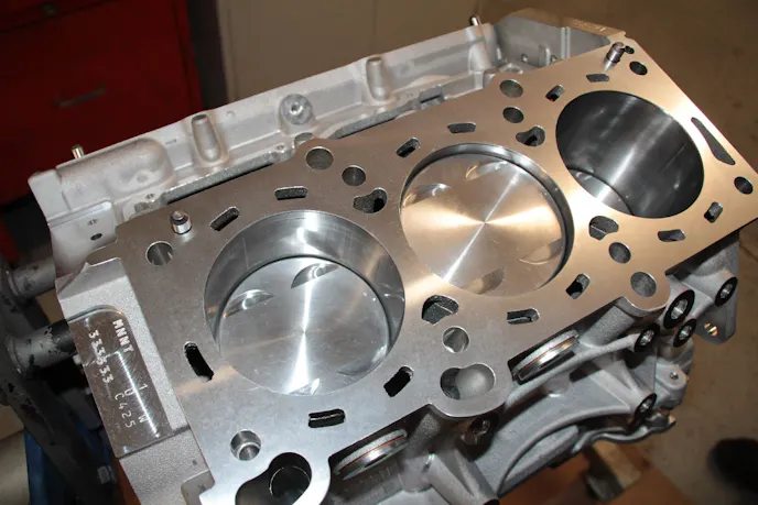 The completed short-block awaiting the cylinder heads. FFRE is working to help develop an article on those for the future, as their setup and installation simply couldn't fit within space constraints this time around.