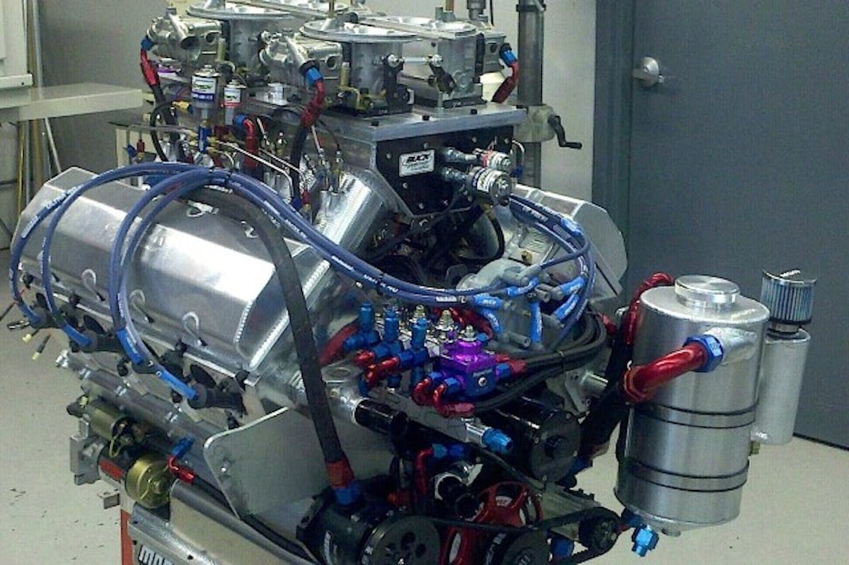 One of the engines stolen from Buck Racing Engines; this 865 ci Pro Mod bullet belongs to Dave Roemer.
