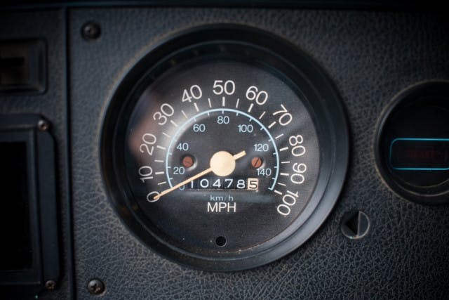 This odometer has gotten quite a workout from Brotherton's driving over the years.