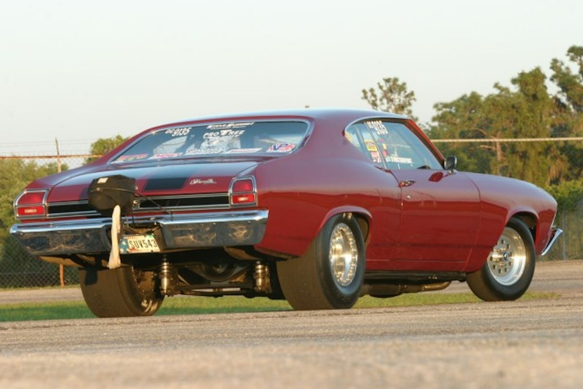 From the front or from behind, Hornback's Chevelle hits all the right buttons. Out back is a Pro Tree Race Cars fabricated 9-inch rear with a 4-link suspension to help the Mickey Thompson tires grab for traction.