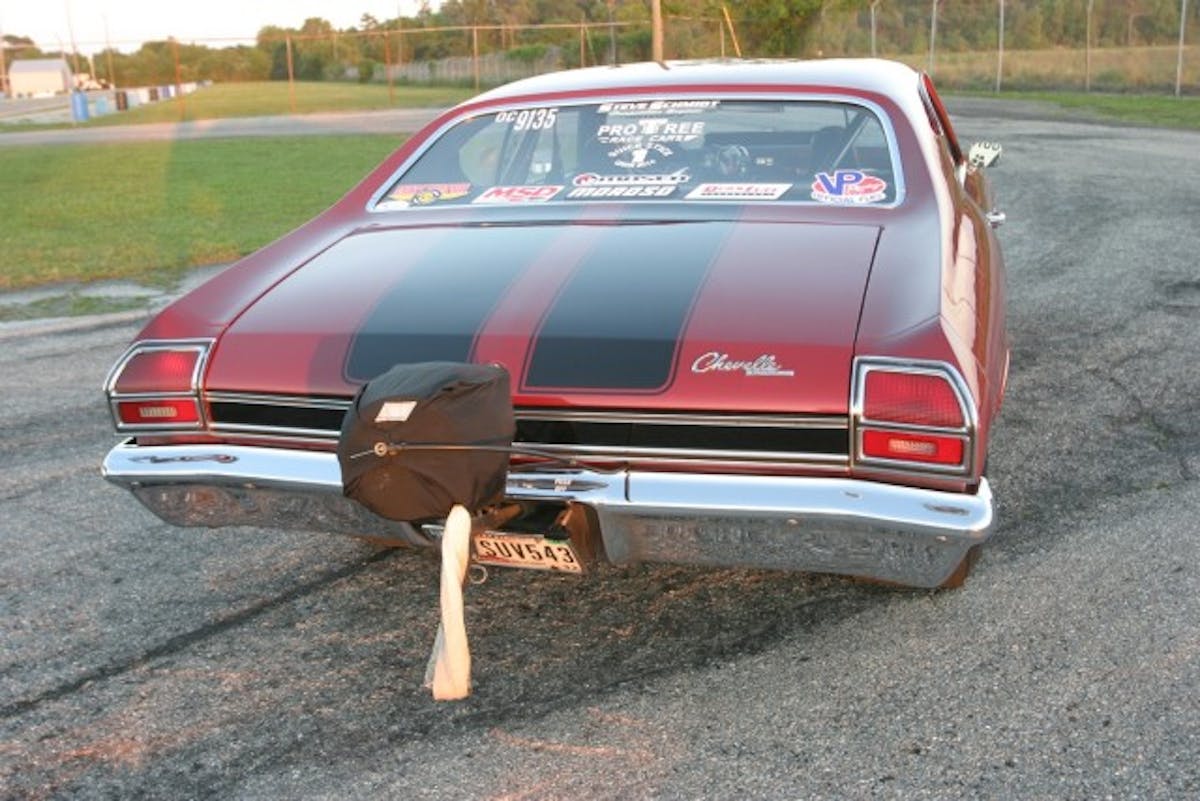 You can differentiate a 1968 Chevelle from a 1969 by the taillights. The '68s have more of a rectangular design, as opposed to the '69s more upright design. On the extreme left corner of the rear bumper you'll see a slight little dent. That's some "real life character," as Hornback calls it, courtesy of his sister, who backed into the Chevelle not once, but twice.
