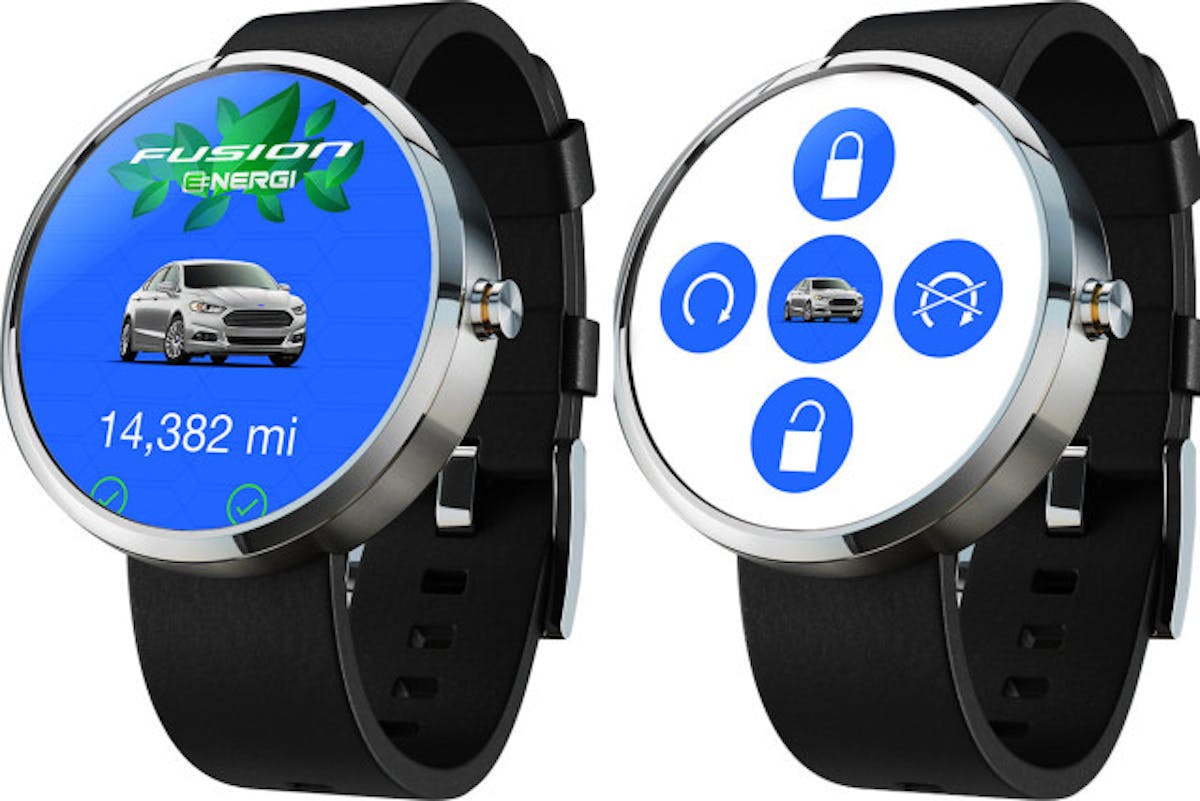 The round-face Android app is clean and efficient-looking. Image courtesy Ford Media Center.