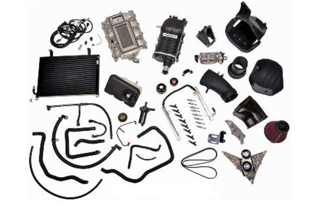 This supercharger kit from Ford Racing is rated to deliver more than 600 HP. Image courtesy Ford Racing. 