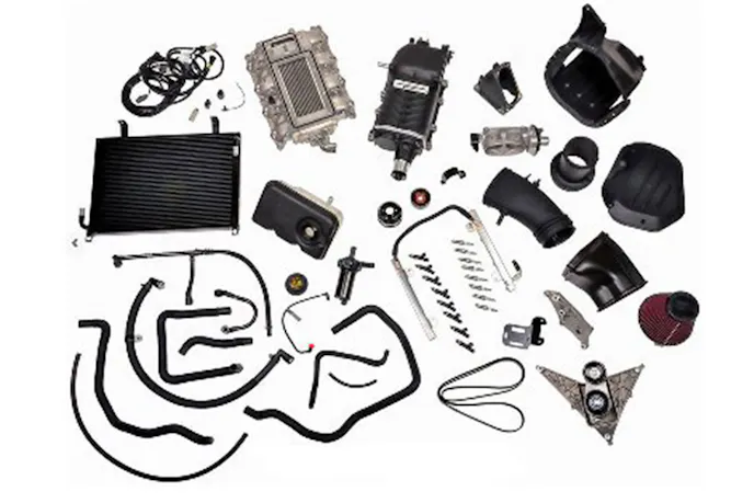 This supercharger kit from Ford Racing is rated to deliver more than 600 HP. Image courtesy Ford Racing.