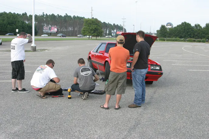 This author has had to push plenty of his own Mustangs, but I can't remember every having to push start a feature car. That was a first with Prance's coupe. The alternator chose Mustang Week to go out, and right after our shoot, his buddy Kody Smith returned with a new alternator. Of course, at Mustang Week, there are always fellow Mustang guys willing to lend tools, and a helping hand.
