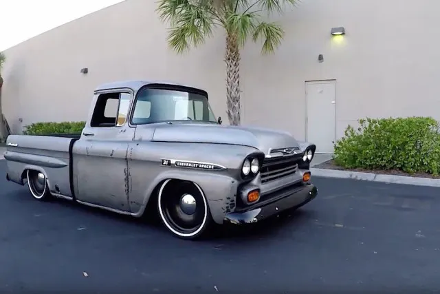 20-inch steel wheels from Detroit Steel Wheels really make this '59 Apache one badass restomod.