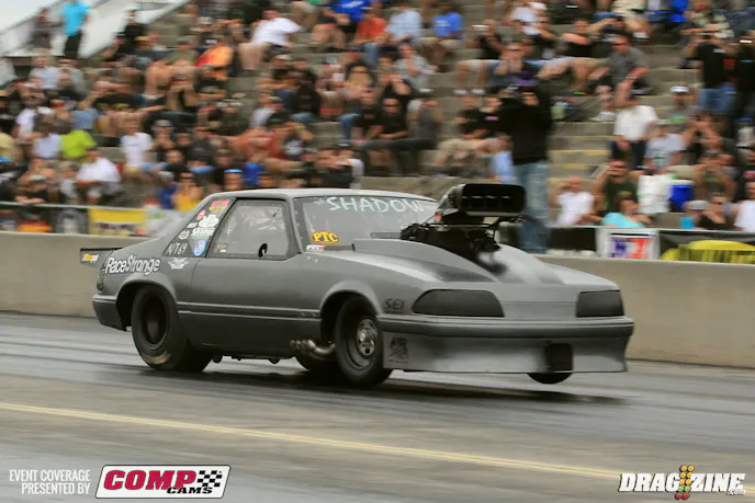 Stevie 'Fast' Jackson put 'The Shadow' into the 3-Second Club on the sticky Mickeys with a 3.99 in Round 2 of Eliminations to defeat Jason Michalak in a screw-blown supercharged showdown.
