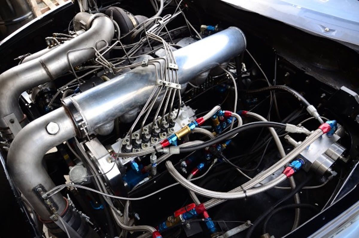 The sled puller runs a 6.7-liter Cummins with numerous internal upgrades. The fuel system utilizes billet triple-feed injectors, a 16mm injection pump (PES6P1050401) capable of 1500cc of fuel, and stainless steel .120 injector lines.