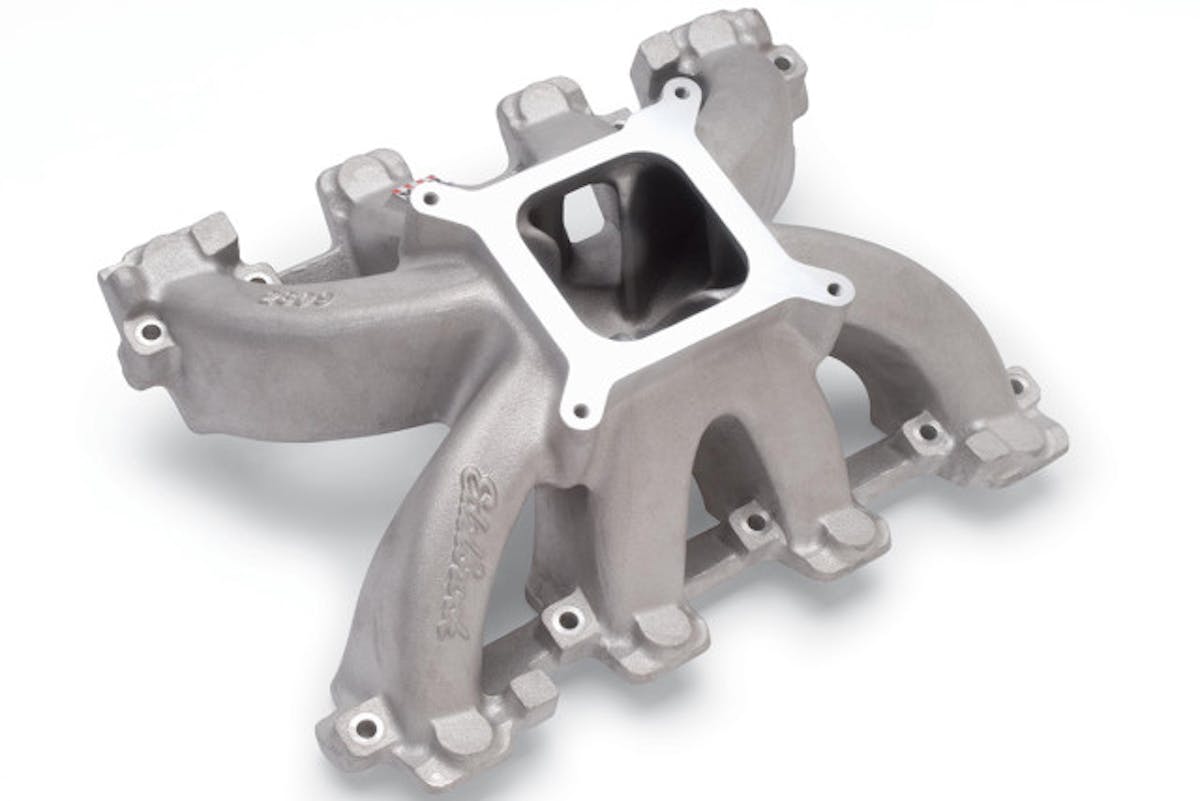 Blakely mentioned that some LS-specific intakes like this Super Victor throwback are in the offing for next year. Image courtesy Edelbrock.