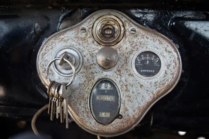 The keys are still in the ignition of this 1928 Ford A. Image courtesy Orange County Register.