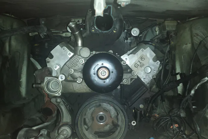 This shot shows the clearance Billy had with the LS installed. Billy found his car in a field just like many of us do. Image courtesy Billy Sijthoff.