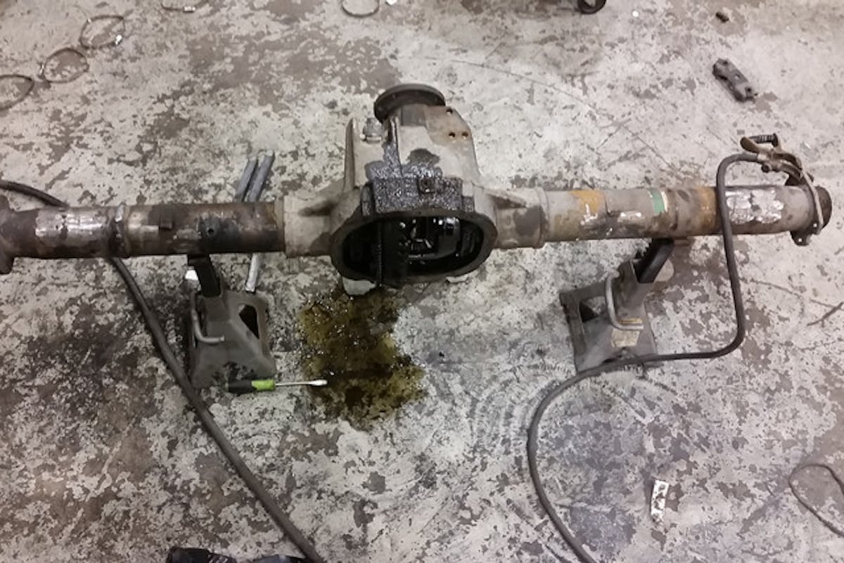 The Ford rear ready for modifications.