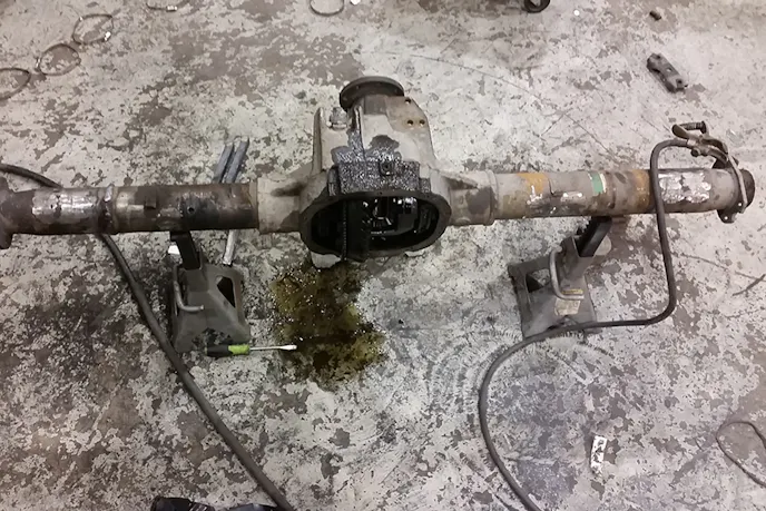 The Ford rear ready for modifications.