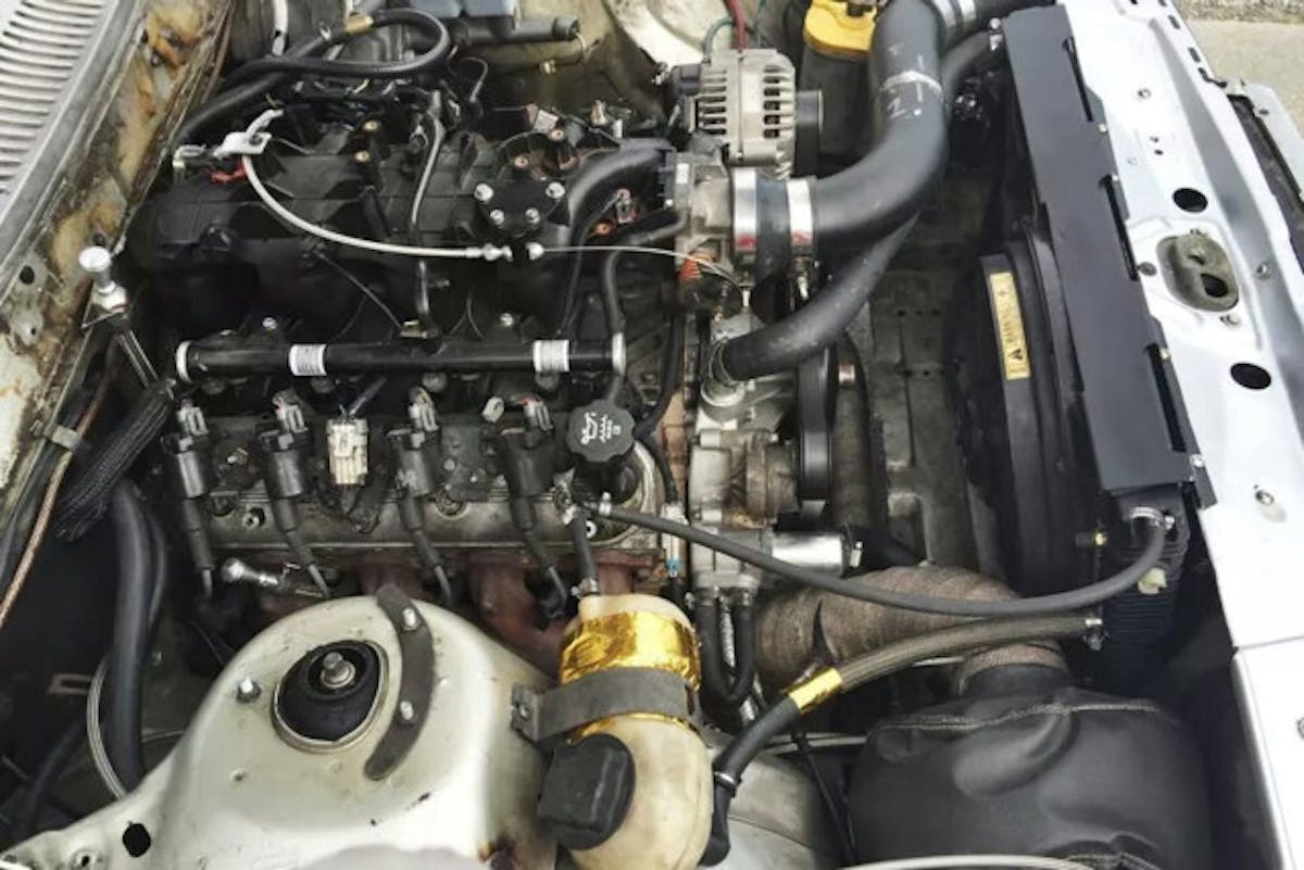 This image shows the engine installed and the radiator recess Billy had to do for extra clearance.  Image courtesy Billy Sijthoff.