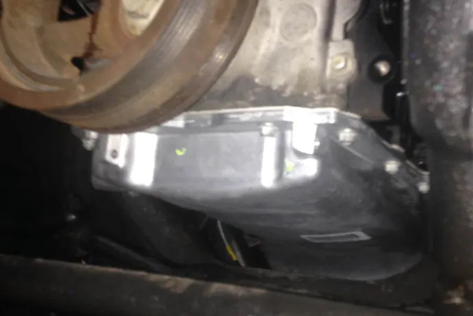 Showing the reduced clearance oil pan he had to use.