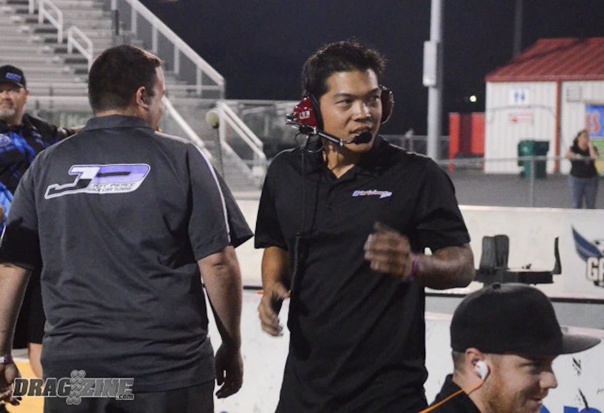Fridge's crew chief, Anthony Lum. Lum was formerly the car chief for Courtney Force's Funny Car team before departing to work for Frigo and Pro Line Racing.