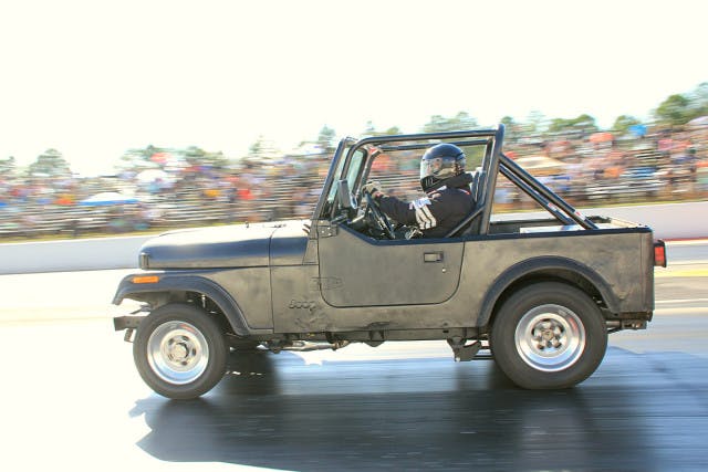 A crowd favorite was Bob Stuller's CJ7 Jeep out of Pro Fab Performance . It's powered by an AMC 360 topped with Indy heads, intake and a Nitrous Outlaw Hornet nitrous system. Stuller ran well scoring a 9.71 at 133 personal best quarter mile pass making hinm the fastest AMC powered street legal CJ in the country.