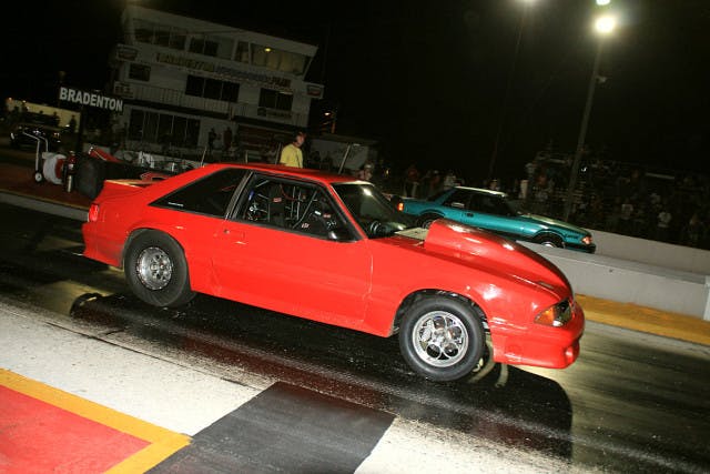 Last years Street Shootout winner Tim Hafke (aka Ricky Bobby) ran well this year taking out Randy Seward (pictured far lane) in a re match of last years final before meeting up with Mike Nunez' 2JZ powered Fox in the semi finals.