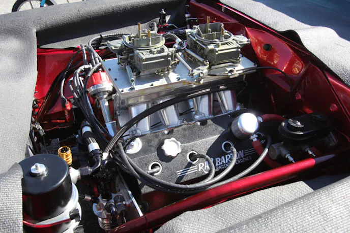 The winning Hemi in Gary Wolkwitz's Dart. This engine has pushed the NHRA record holding Dodge to an 8.21.