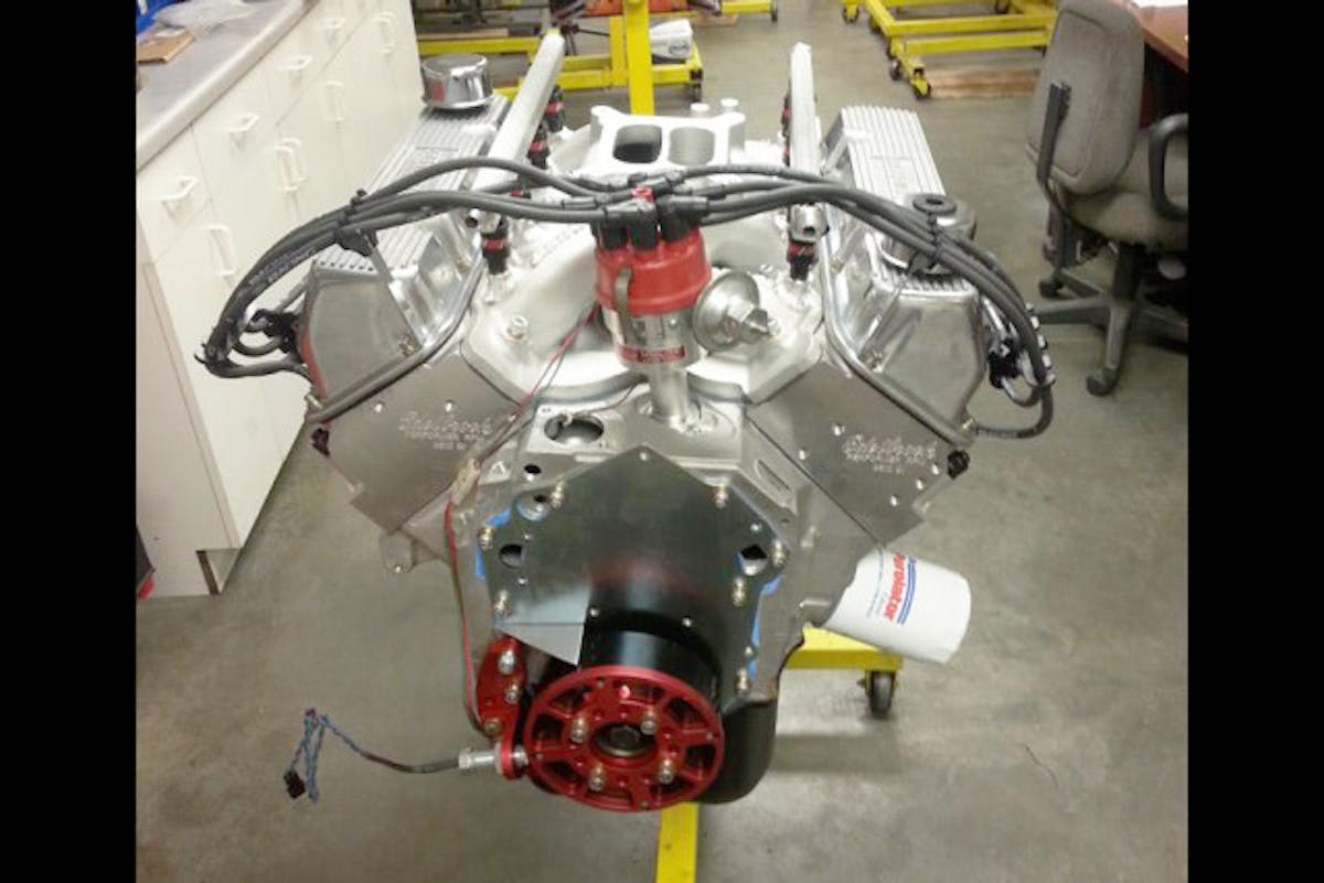 This all aluminum 393 Cleveland stroker features the aftermarket block from Titus and a dual plane manifold customized for EFI.