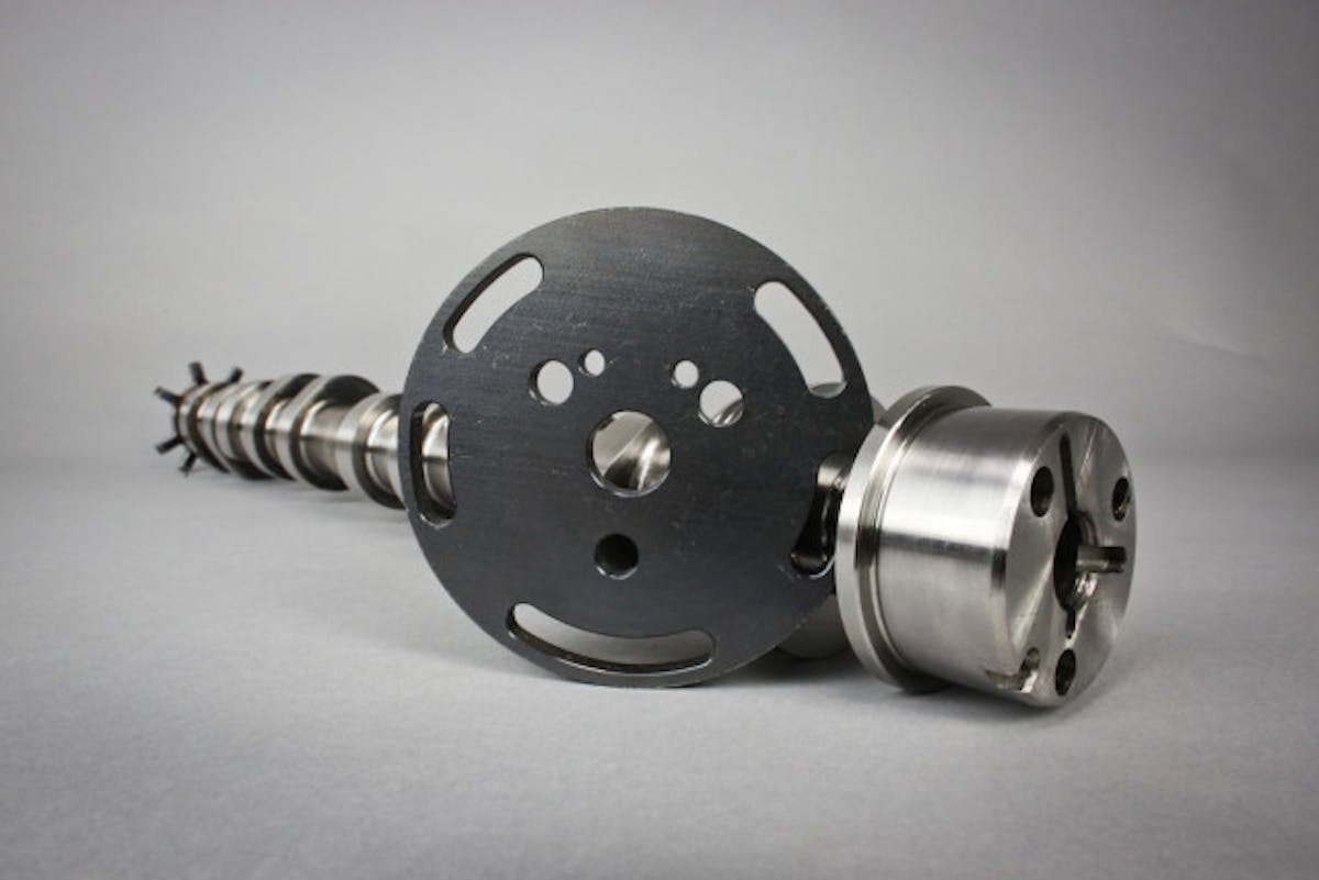 One of the 2011-14 CY-r camshafts with a phaser lockout plate.
