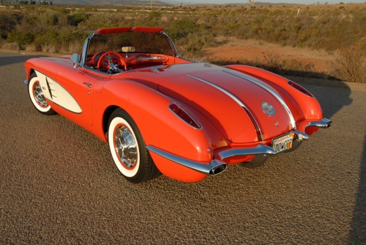 Modern wheels significantly decrease the iconic Fifties look, so French went to the extra effort and expense to have 15-inch rims made by Wheelsmith in an eight-inch width (original rims were only five inches wide). In order for a 15-inch rim to clear C4 brakes, the company uses a Camaro rim with a shape that doesn’t drop down as much.