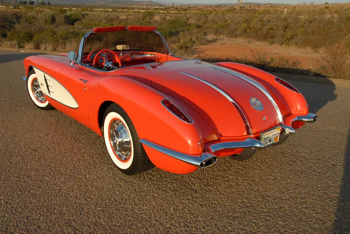 Modern wheels significantly decrease the iconic Fifties look, so French went to the extra effort and expense to have 15-inch rims made by Wheelsmith in an eight-inch width (original rims were only five inches wide). In order for a 15-inch rim to clear C4 brakes, the company uses a Camaro rim with a shape that doesn’t drop down as much.