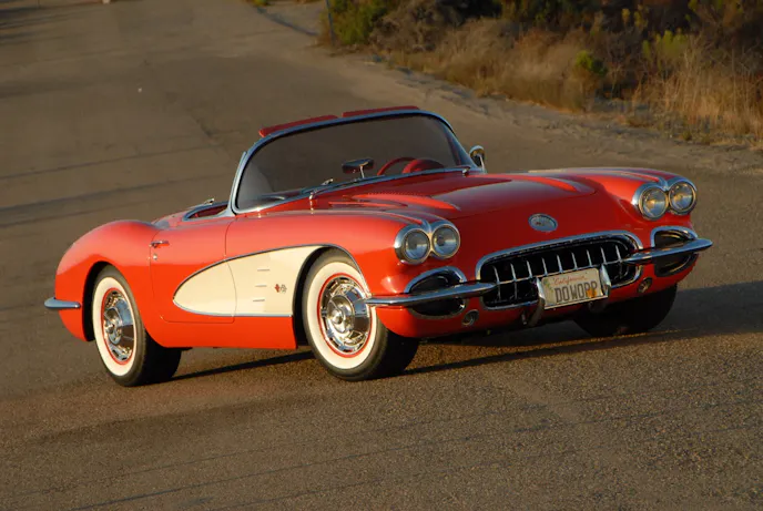 To match the brilliant crimson interior and Daytona-style carpeting, the generously applied paint is two-stage Signet Red, accented by a Snowcrest White in the cove.