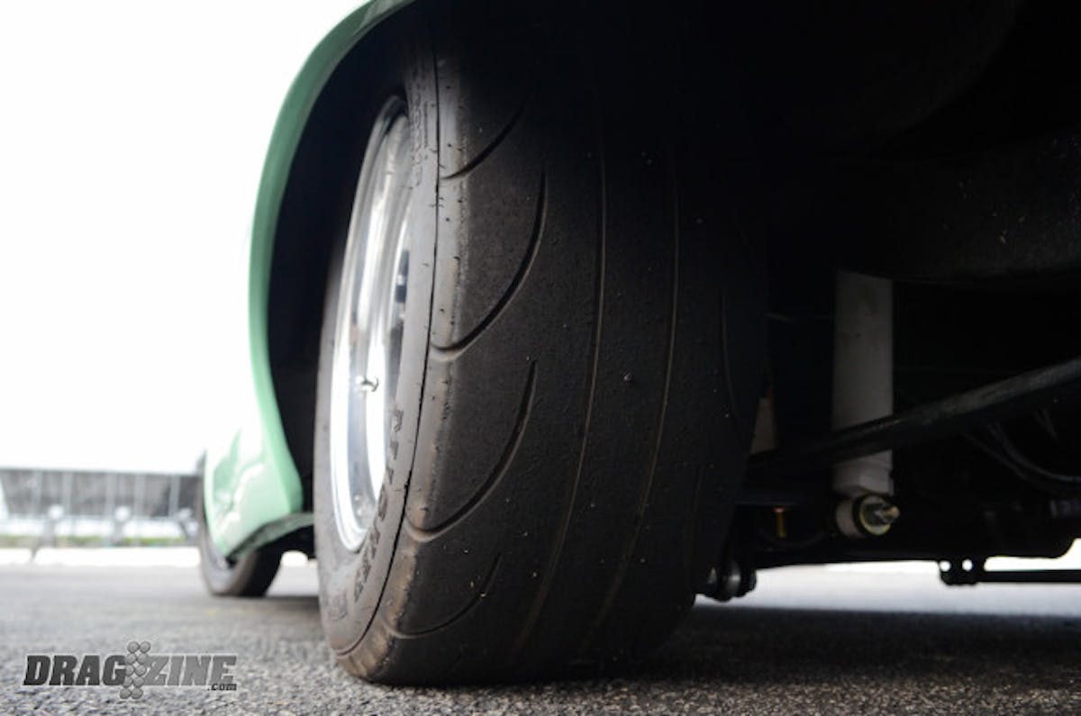 This is what Ferguson and his peers must use to put the power to the ground in the Limited 235 category: a 26-inch tall, 9.5-inch wide radial.