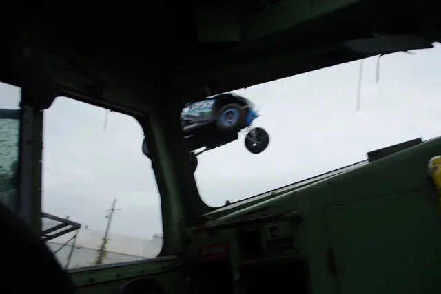 It's a bird! It's a plane! No, it's RJ Anderson in a Polariz RZR XK1K3 that was specially built for him. Screenshot from video.