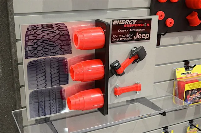 These spare tire bump stops for Jeep Wranglers can be trimmed to allow clearance for several types of tires.