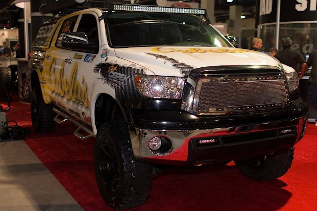 Hiding in the corner was this Toyota Tundra at the M/T booth. The truck was built by
