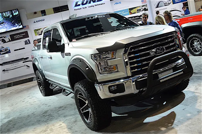 Showcased on this 2015 F-150 was the AVS Aeroskin II hood protector.