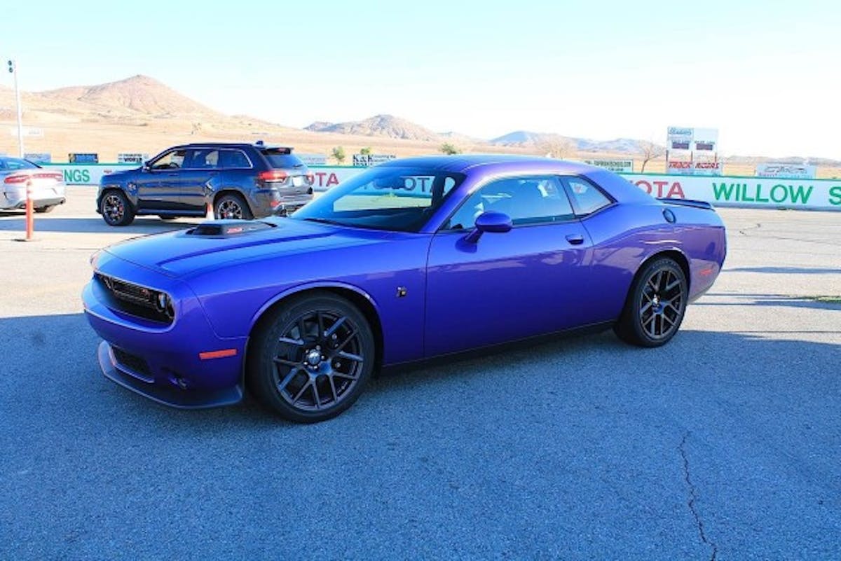 Mopar's Plum Crazy paint hue has rejoined the fray for 2016, seen here on an Challenger R/T Scat Pack.