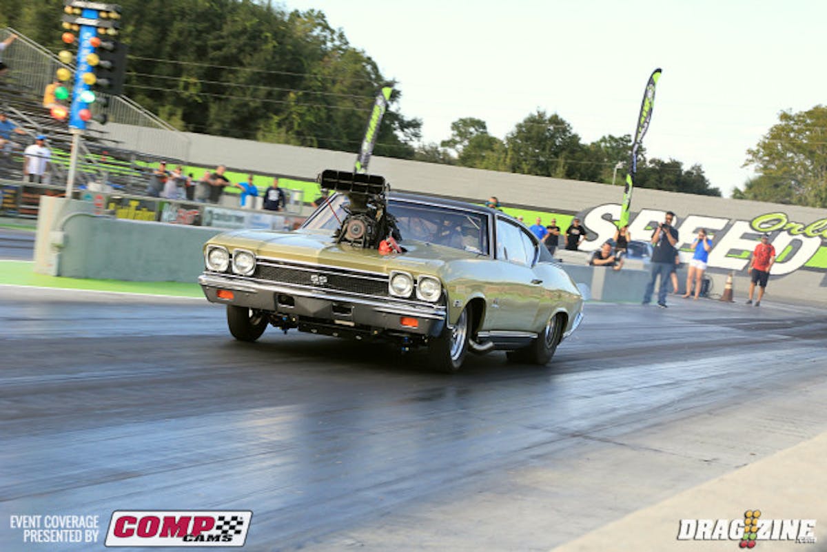 Ron Fisher is still working the tune up out in his gorgeous supercharged Chevelle. He put up a 4.70 on this pass after an easy safe start for a nice A to B pass.