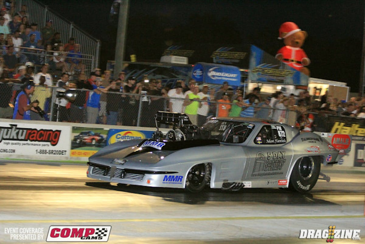 Adam Flamholc set anotehr personal best with the new Pro Mod engine combination running a 5.87 6 at 236.67 landing third in the Pro Mod class.