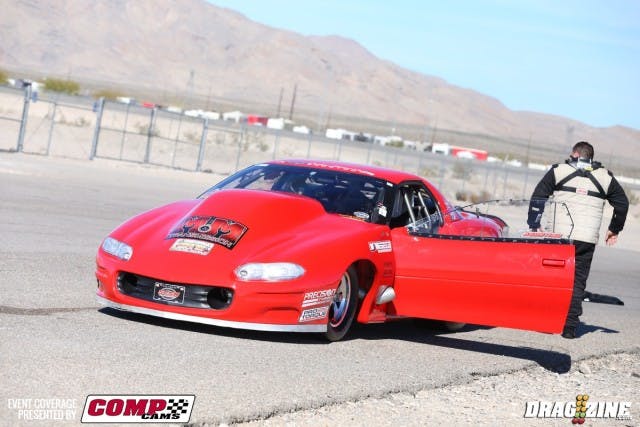 Nick Agostino rolled into the beams for the first time this morning with a brand-new bullet, with no idea how it would run. How's a 4.10 at 191 mph from his small-block-motivated Camaro? Agostino sits in fifth in the Outlaw 10.5 vs. Radial eighth-mile class. 