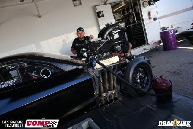 Despite fears that the track might not be there in the night session of the Outlaw 10.5 vs Radial eighth-mile class, the Bad9er crew tuned up Michalak's machine to a 4-flat with an 8 at 191 mph to take the top spot. Nick Agostino also moved up with a stout 4.034 at 193.54 mph to push Mark Luton into the third spot. 