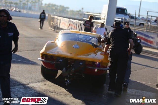 A surprising exit in the Outlaw/Radial eighth-mile class was Rick Thornton, who lost fire on the starting line  and couldn't get the car restarted. 