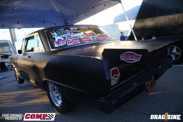 Art Williams owns this fun little '63 Nova, which was driven this weekend in Outlaw 8.5 by Chris Kephart. Yellowbullet members will better know Kephart as AJ's dad. The Nova is motivated by a 406 small-block Chevy topped off with a set of Airflow Research cylinder heads, and is filled with a Scat crankshaft and connecting rods along with Ross pistons.