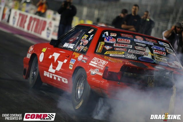 This guy just wins, everywhere he goes. The final round of Xtreme Drag Radial saw John Urist up against the blown combination of Roger Rydell. At the end of the track, nearly identical elapsed times -- 4.399 for Urist, 4.392 for Rydell -- appeared, but the difference was on the starting line, as Urist simply chopped the tree down and left it in Rydell's lap as he streaked to the win.
