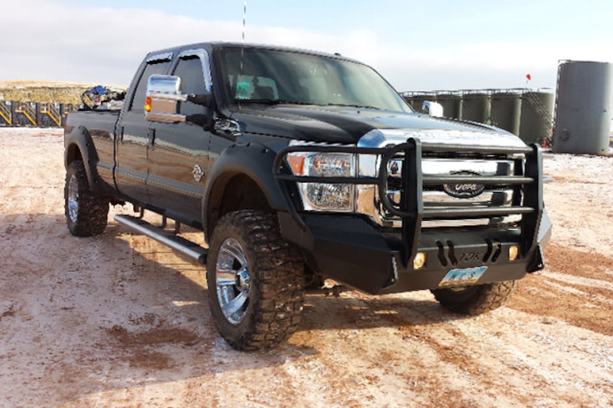 A Grill Guard bumper on a Super Duty.