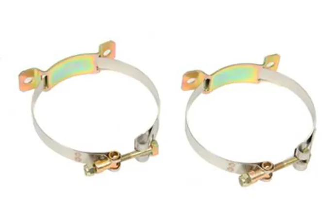 These Moroso engine oil accumulator mounting brackets (PN. 23921) will allow you to mount your accumulator anywhere you need to. They are designed to be bolted to any flat surface and include the required T-bolts for use in NHRA competition.