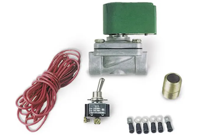Moroso's 12V solenoid valves allow you to control fluid flow from the driver's seat. Wire one of them to an ignition hot power source, and you can control any non-flammable fluid with the flick of a switch rather that having to access a manual valve in the engine bay, which may not be feasible depending on where the accumulator is mounted in your vehicle.