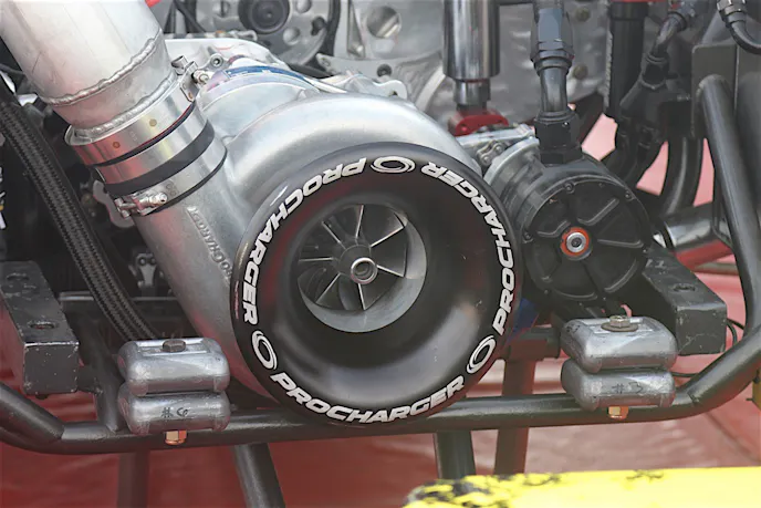 We experimented with ProCharger's new inlet bell on the F1X-12R supercharger. We would later switch to a ProCharger 121.