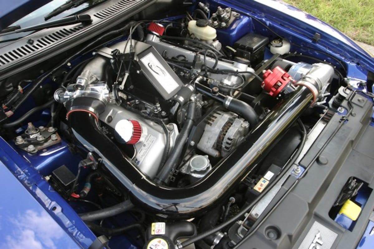 The engine in Bergevine's Cobra now features Comp Cams blower grinds, Brian Tooley Racing valve springs, and ARP head studs. Pro Dyno handles the tuning on the car, and Bergevine plans to have a pump gas and race tune when everything is sorted out. Part of getting the combo sorted out includes a return-style fuel system to handle the engine's fuel needs.