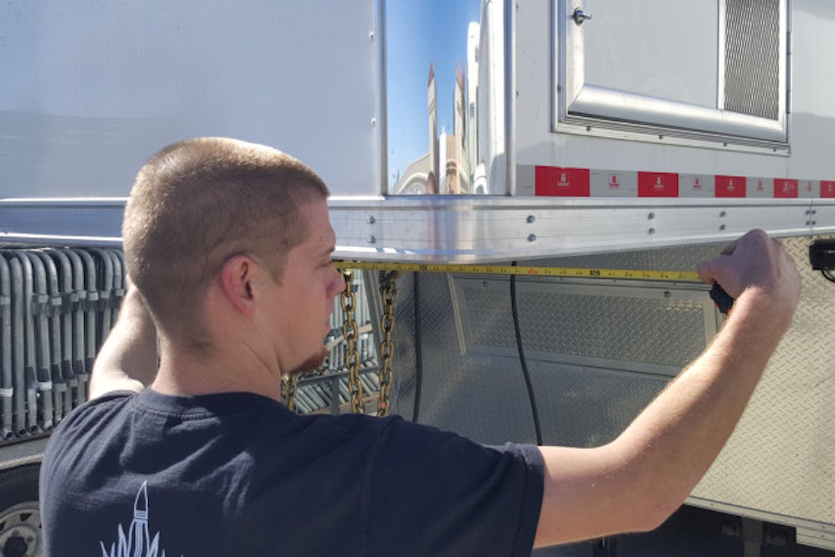 Measurements of the trailer's dimensions were taken to line up against bed space on the Duramax.