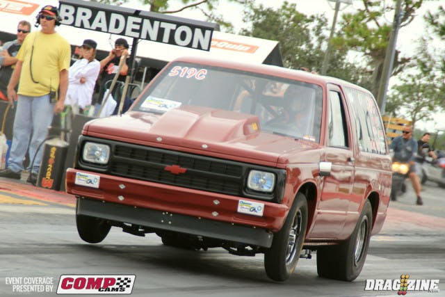 Blazer Dave was out early in the test session running a 5.0 at 138 MPH in the Mud Truck.